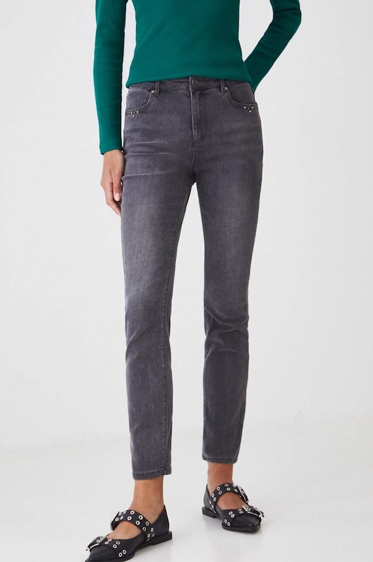 Jeansy damskie skinny z efektem sprania kolor szary szary RW24.SJD304