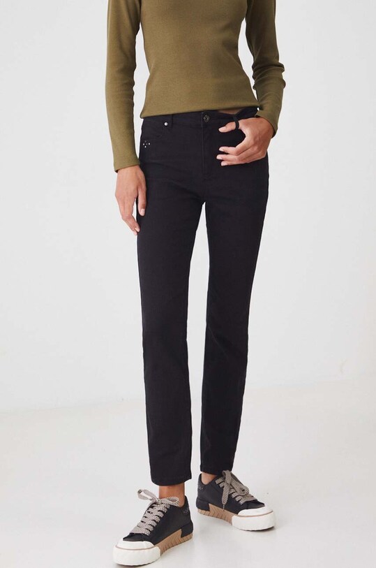 Jeansy damskie skinny z efektem sprania kolor czarny RW24.SJD304 czarny RW24