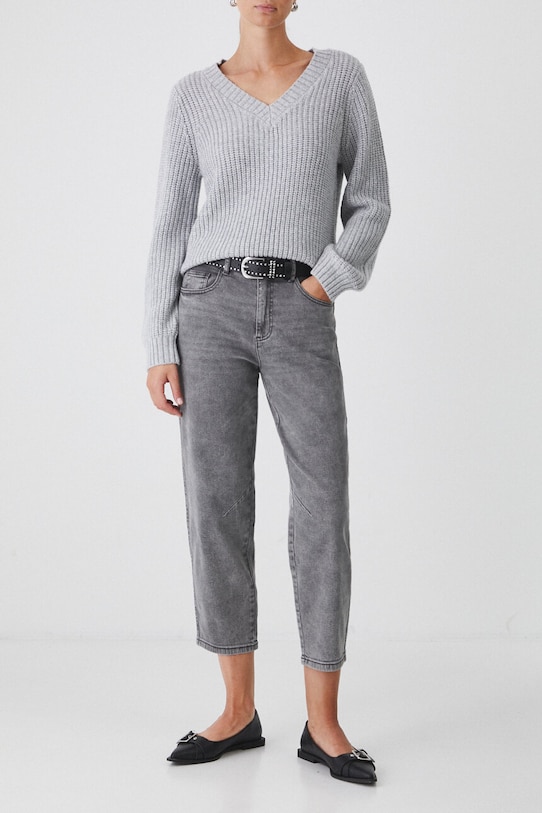 Jeansy damskie slouchy z efektem sprania kolor szary OEKO-TEX® szary RW24.SJD402