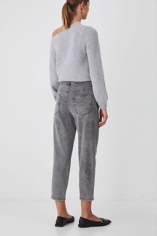 Odzież Jeansy damskie slouchy z efektem sprania kolor szary RW24.SJD402 szary