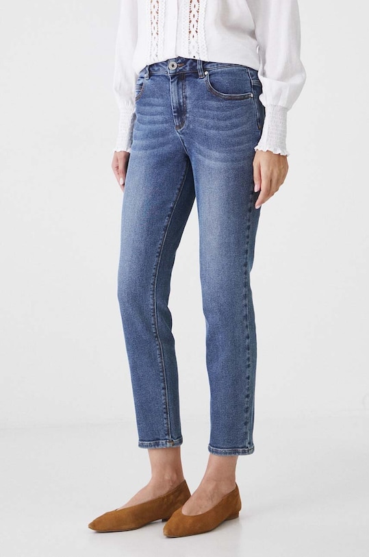 Jeansy damskie slim z efektem sprania kolor niebieski niebieski RW24.SJD405