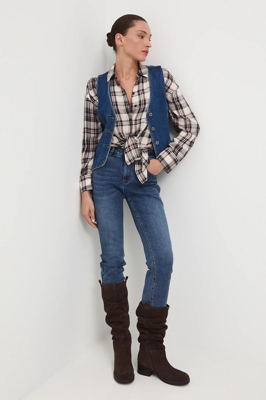 Jeansy damskie slim z efektem sprania kolor niebieski RW24.SJD405 niebieski RW24