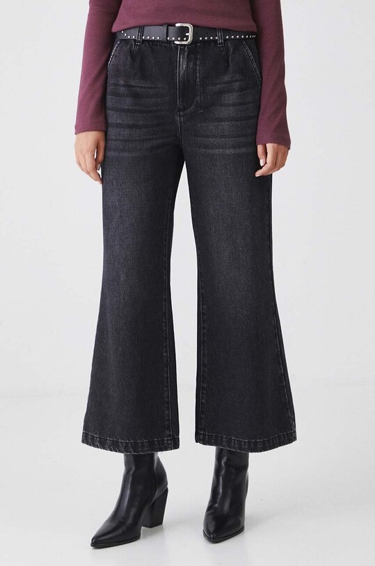 Bavlnené rifle dámske čierna farba čierna RW24.SJD504