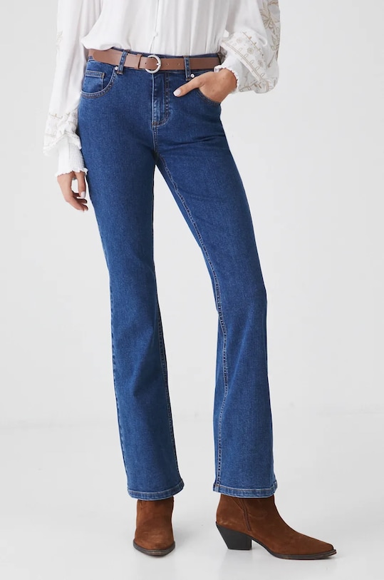 Jeansy damskie flare z efektem sprania kolor niebieski RW24.SJD602 niebieski RW24