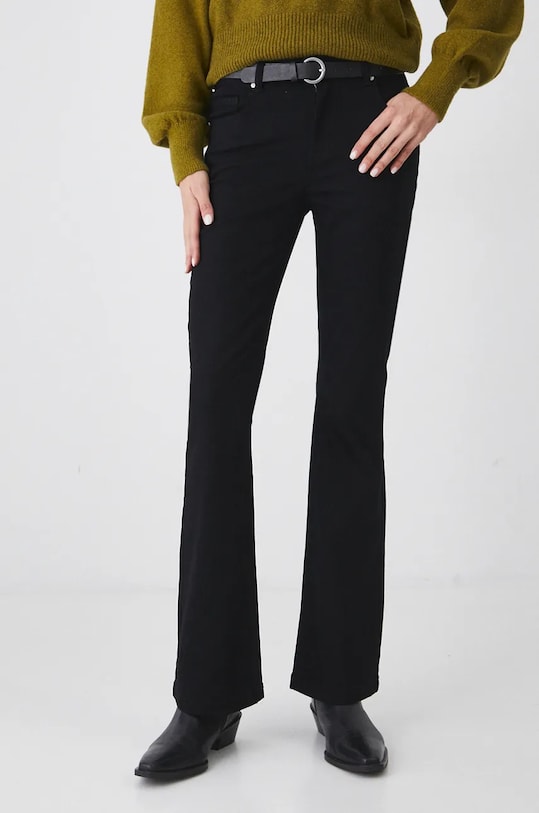Jeansy damskie flare z efektem sprania kolor czarny OEKO-TEX® czarny RW24.SJD603