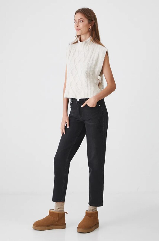 Jeansy damskie straight z efektem sprania kolor czarny RW24.SJD607 czarny RW24