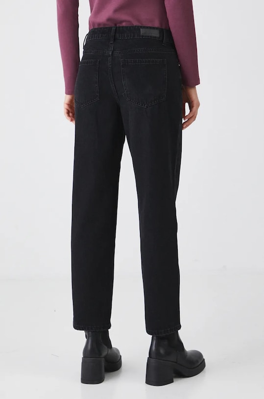 Odzież Jeansy bawełniane damskie straight z efektem sprania kolor czarny RW24.SJD800 czarny