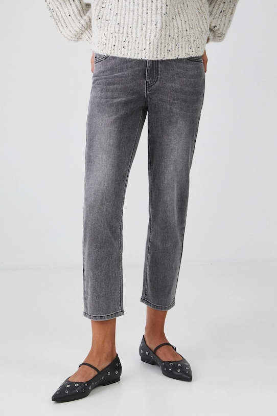 Jeansy damskie mom fit z efektem sprania kolor szary szary RW24.SJDA02