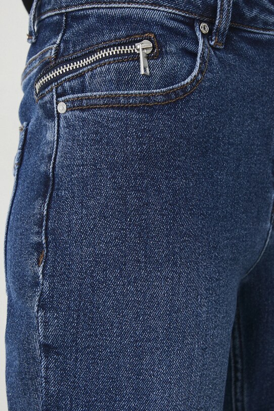 Jeansy damskie slim z efektem sprania kolor granatowy granatowy RW24.SJDB03