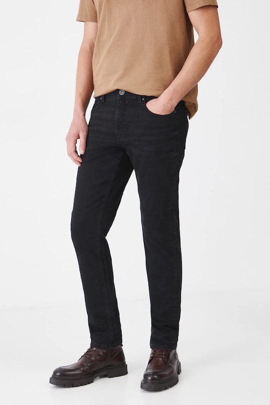 Jeansy męskie slim z efektem sprania kolor czarny czarny RW24.SJM012