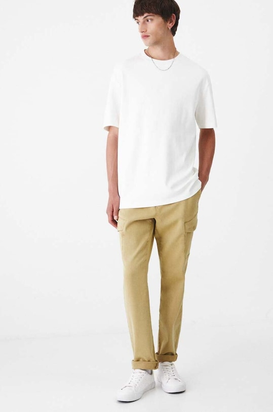 Jeansy męskie z kieszeniami cargo kolor beżowy beżowy RW24.SJM402