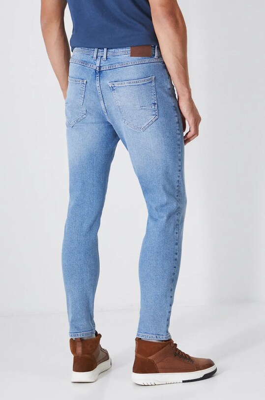 Odzież Jeansy męskie tapered z przetarciami kolor niebieski RW24.SJM901 niebieski