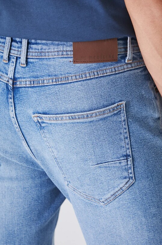 Jeansy męskie tapered z przetarciami kolor niebieski niebieski RW24.SJM901
