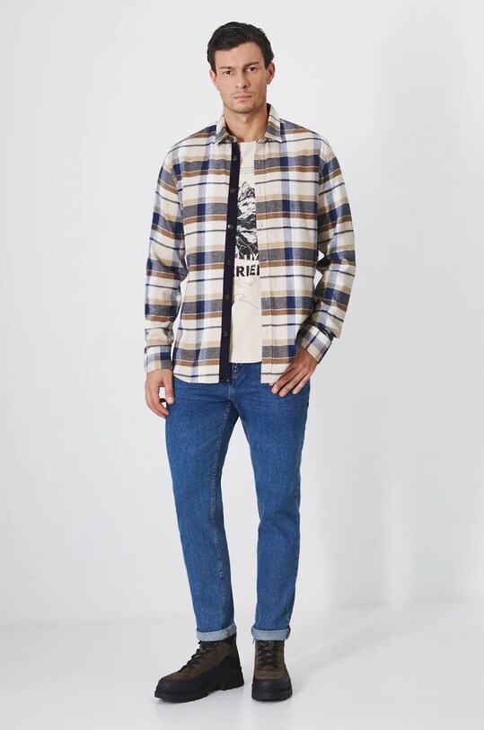 Džíny pánské tapered, s ozdobným potrháním modrá barva RW24.SJM901 modrá RW24