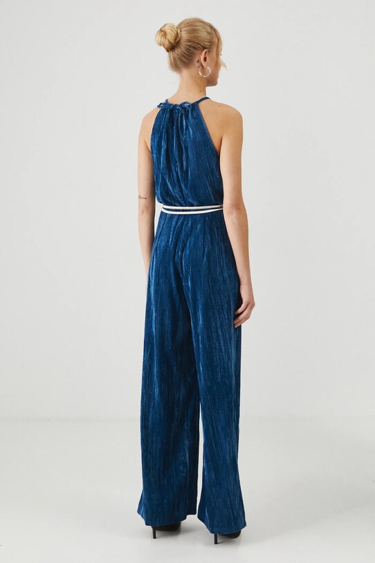 Kombinezon damski z paskiem welurowy kolor niebieski RW24.SKDB00 niebieski RW24