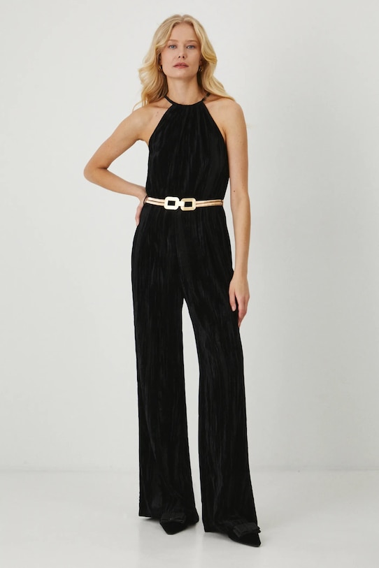 Dámsky velúrový čierny overal s opaskom RW24.SKDB00 čierna RW24