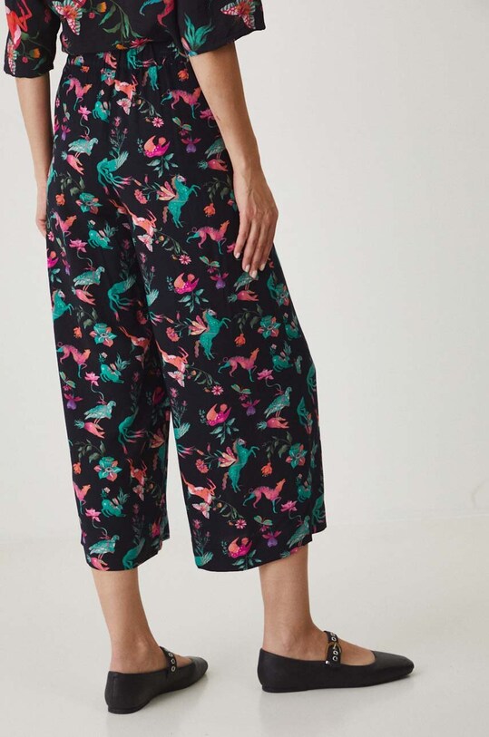 Odzież Spodnie damskie culottes wzorzyste kolor czarny RW24.SPD104 czarny