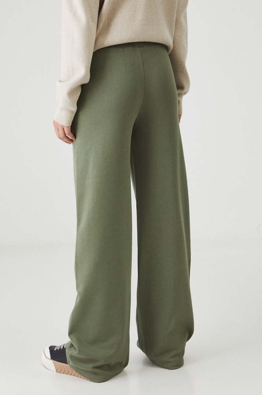 Odzież Spodnie dresowe bawełniane damskie wide leg kolor zielony RW24.SPD306 zielony