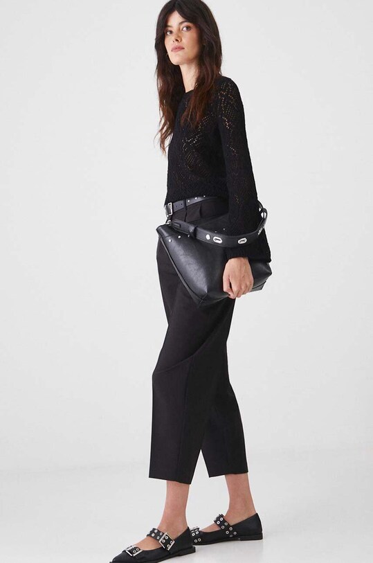 Spodnie damskie chino z paskiem kolor czarny RW24.SPD401 czarny RW24