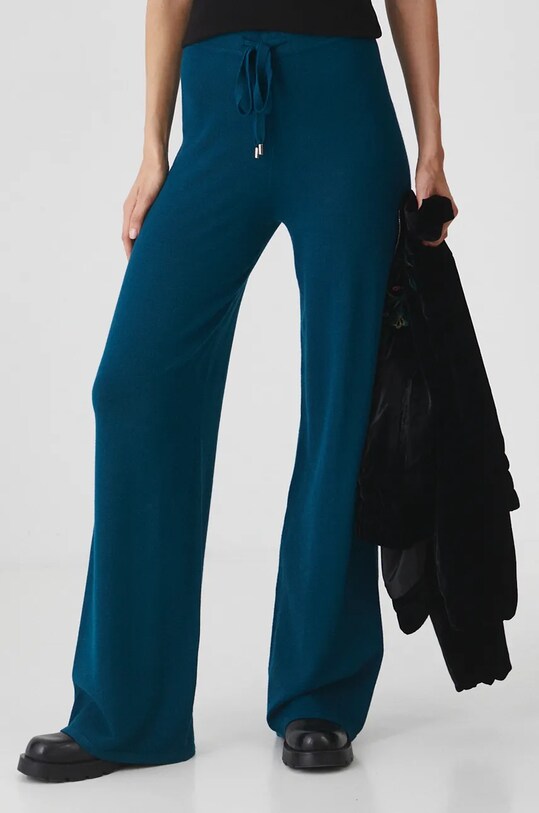 Tepláky dámské bez vzoru zelená barva hladký tyrkysová RW24.SPD704