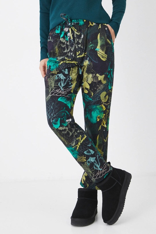 Spodnie dresowe bawełniane damskie z domieszką elastanu wzorzyste kolor czarny z elastanem czarny RW24.SPD710