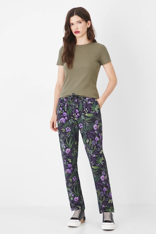 Spodnie dresowe bawełniane damskie z domieszką elastanu wzorzyste kolor czarny RW24.SPD710 czarny RW24