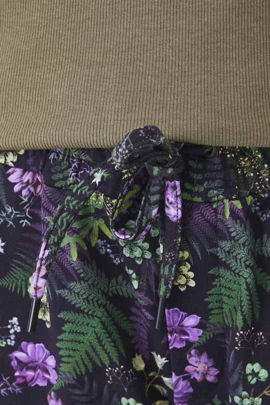 Spodnie dresowe bawełniane damskie z domieszką elastanu wzorzyste kolor czarny czarny RW24.SPD710