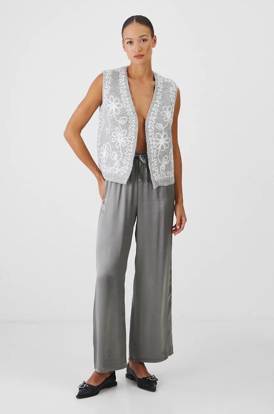 Spodnie damskie wide leg z wiskozy kolor srebrny RW24.SPD770 srebrny RW24