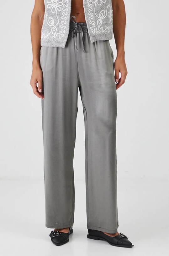 Spodnie damskie wide leg z wiskozy kolor srebrny srebrny RW24.SPD770