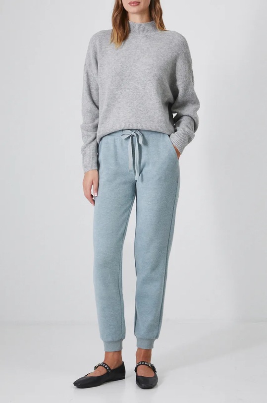 Tepláky dámske hladké zelená farba pletenina zelená RW24.SPD904