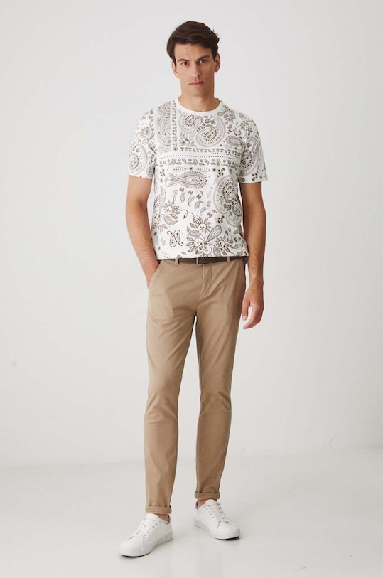 Spodnie męskie z paskiem slim kolor beżowy RW24.SPM010 beżowy RW24