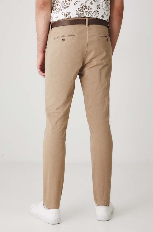 Odzież Spodnie męskie z paskiem slim kolor beżowy RW24.SPM010 beżowy