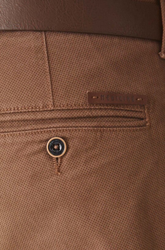 Spodnie męskie z paskiem slim kolor brązowy brązowy RW24.SPM010