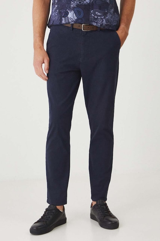 Spodnie męskie tapered gładkie kolor granatowy tkanina granatowy RW24.SPM031