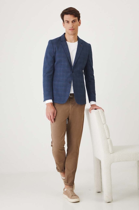 Kalhoty pánské hnědá barva látka hnědá RW24.SPM031