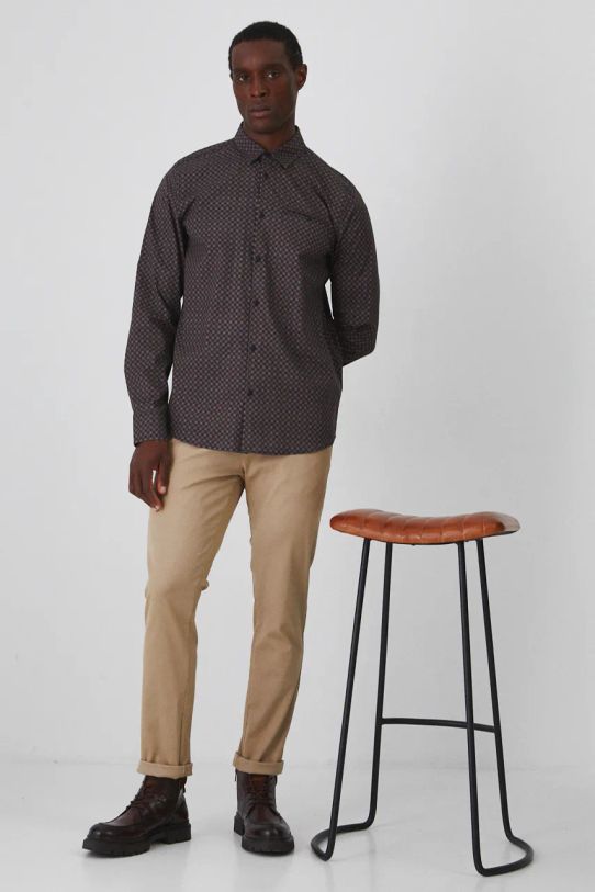 Spodnie męskie slim z paskiem kolor beżowy RW24.SPM092 beżowy RW24