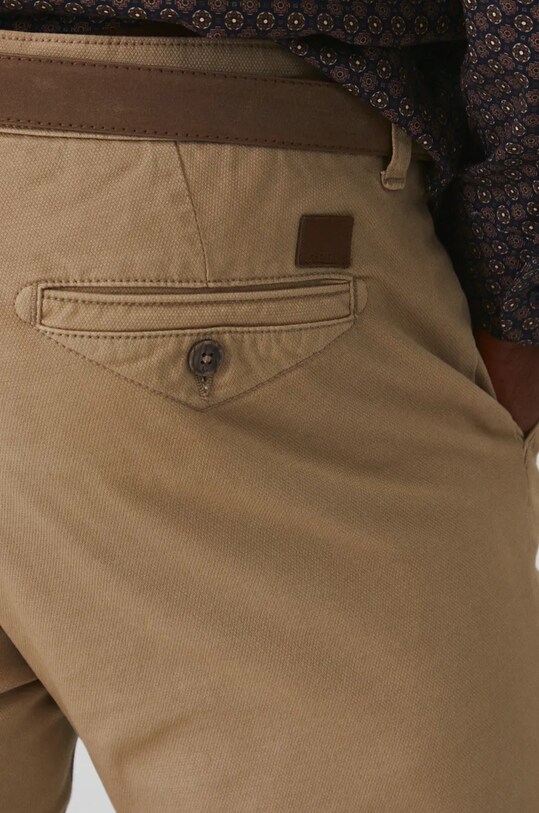 Spodnie męskie slim z paskiem kolor beżowy beżowy RW24.SPM092