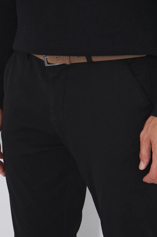 Spodnie męskie slim z paskiem kolor czarny czarny RW24.SPM092