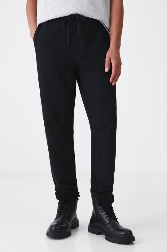 Spodnie męskie jogger z dzianiny interlock kolor czarny z elastanem czarny RW24.SPM511