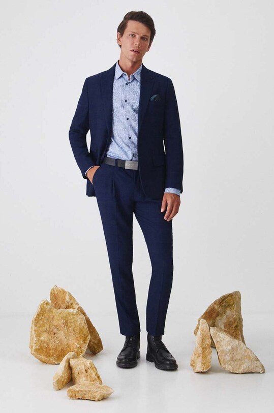 Spodnie męskie slim w kratę kolor granatowy RW24.SPM601 granatowy RW24