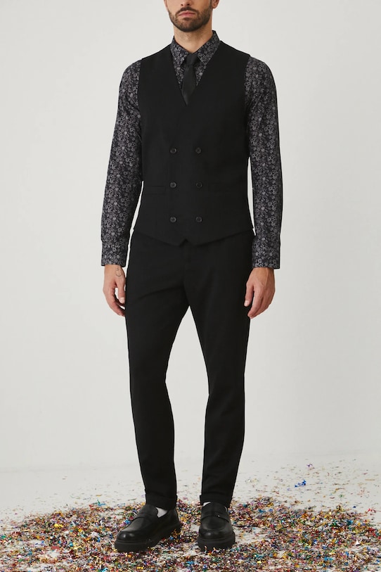 Spodnie męskie tapered gładkie kolor czarny tkanina czarny RW24.SPMB12
