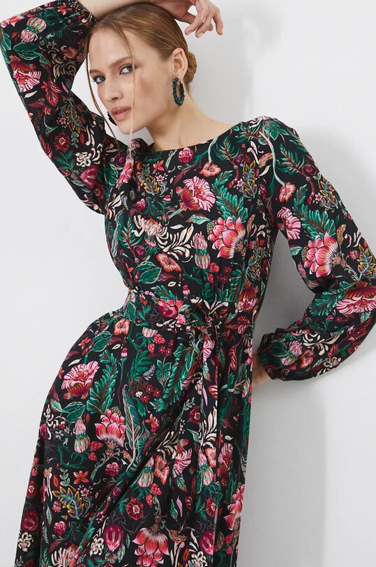 Sukienka damska midi w kwiaty kolor multicolor multicolor RW24.SUD098