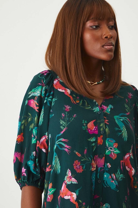 Šaty zelená barva tyrkysová RW24.SUD101