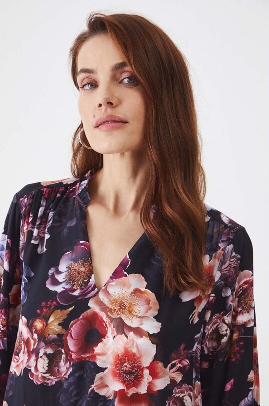 Sukienka damska mini w kwiaty kolor czarny czarny RW24.SUD404