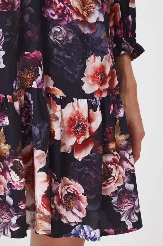 Sukienka damska mini w kwiaty kolor czarny RW24.SUD404 czarny