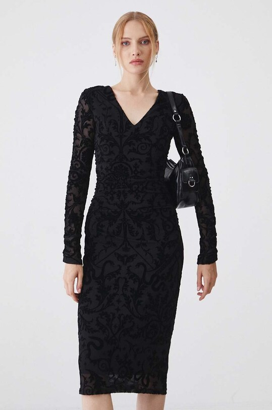 Šaty midi vzorované čierna farba čierna RW24.SUD502