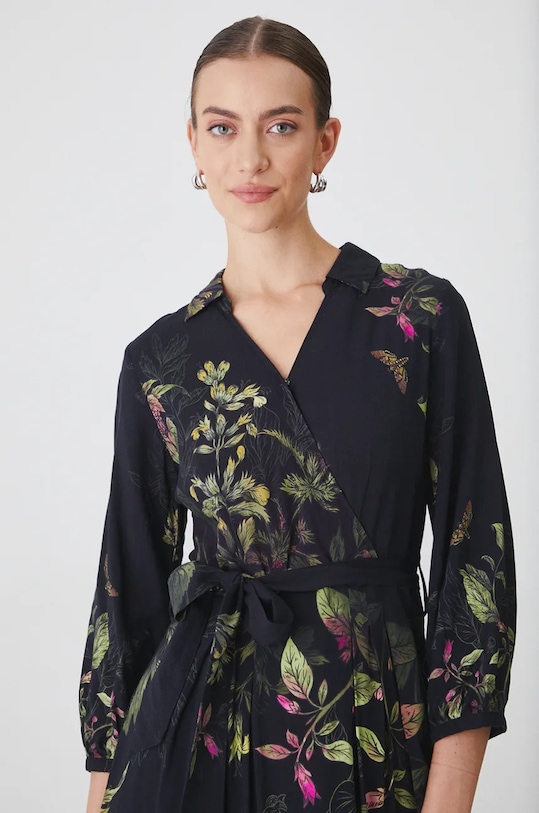 Sukienka damska midi z paskiem – Medicine z okazji roku Miłosza, kolor czarny RW24.SUD650 czarny