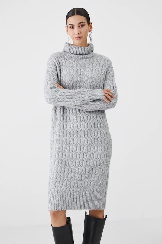 Φόρεμα από μείγμα μαλλιού Medicine γκρί RW24.SUD803