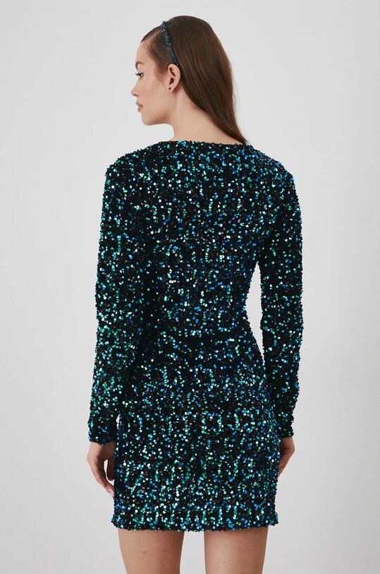 Odzież Sukienka damska mini z cekinami kolor multicolor RW24.SUDA14 turkusowy