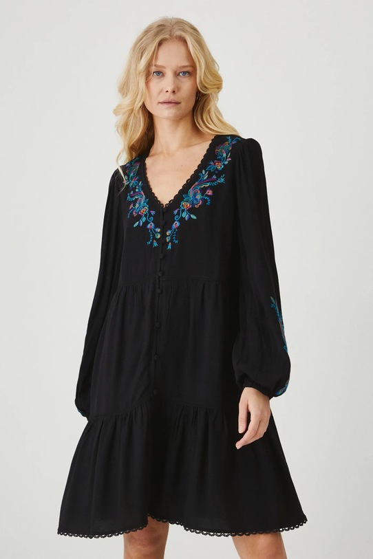 Šaty mini, z kolekce Karolina Matyjaszkowicz x Medicine černá barva RW24.SUDB52 černá RW24